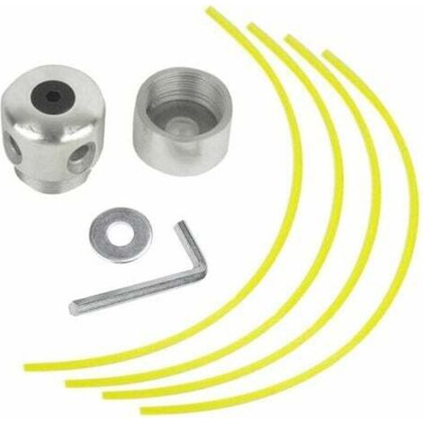 Tête de Débroussailleuse Universelle Aluminium Fils Tête Coupe-Bordure Tête Double Fil Bobine Tête Fil Nylon pour Tondeuse, 1 Têtes de Fil + 4 Fils