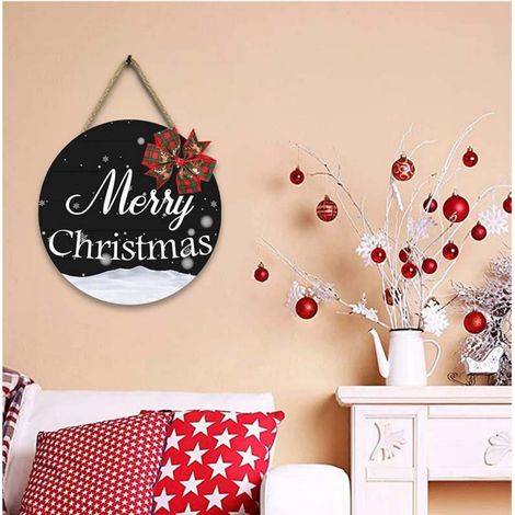 Panneau En Bois - Motif Bienvenue - Décoration Murale Ronde Pour Noël - Idéal Porte Mur Arbre - 1 Pièce (1/3)