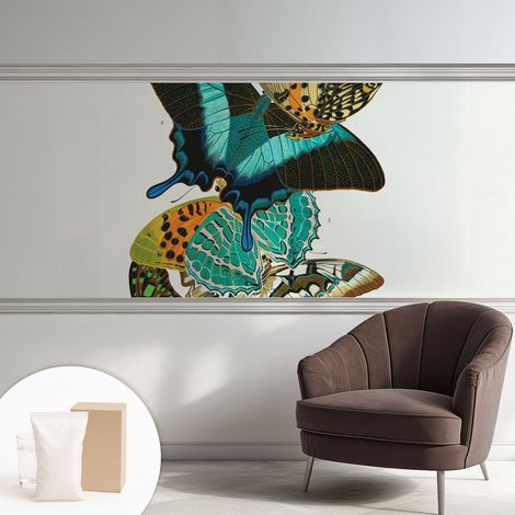 Papier peint intissé avec imprimé pour décoration intérieure pour rénovation a motif - Colle incluse gratuite Papillons colorés 250x104 cm (1/5)