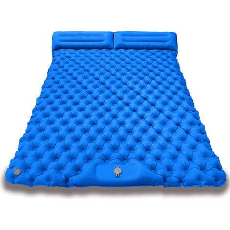 Materasso da campeggio autogonfiabile matrimoniale 200 x 120 cm, materasso da campeggio ultraleggero con cuscino, materasso ad aria portatile singolo impermeabile per viaggi, spiaggia ed escursionismo