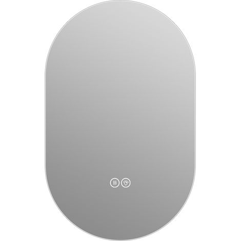 Miroir LED capsule pour salle de bain 50x80 cm, miroir ovale sans cadre avec éclairage, anti-buée, capteur tactile à intensité variable, 3 températures de couleur, miroir mural HD argenté sans cuivre,