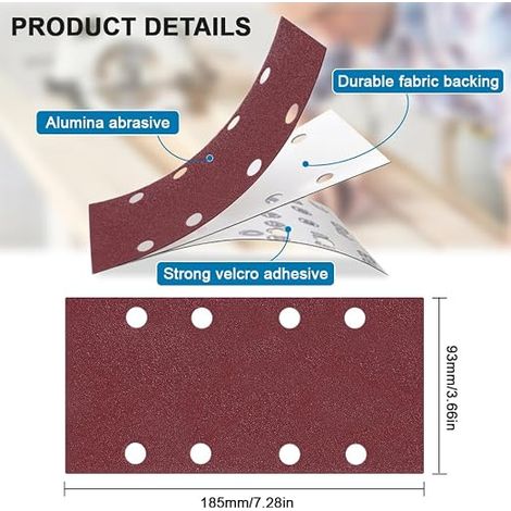 Sandpaper, 93 x 185 mm Sandpaper Sander Rectangular (1/4)