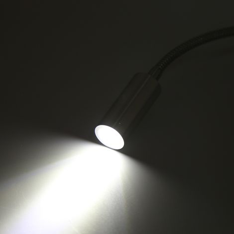 3-W-LED-Leselampe in Kaltweiß, flexibler Schwanenhals, Ein-/Ausschalter, 85–265 V, ideal für Bett und Schreibtisch, Arbeitszimmerbeleuchtung (1/5)