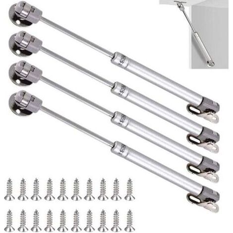 FENOPLASTICAForehill – Lot de 4 vérins à gaz 150N – Longueur 270mm – Acier laminé et plastique ABS – Pour portes en bois et meubles TV – Installation sécurisée (1/5)