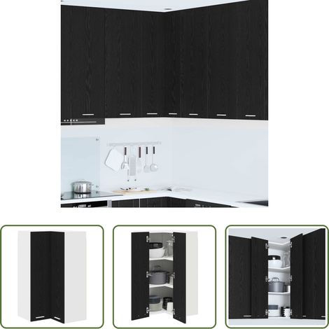 vidaXL Meuble suspendu - Armoire suspendue Chêne noir et Blanc 57 x 57 x 100 cm (1/5)