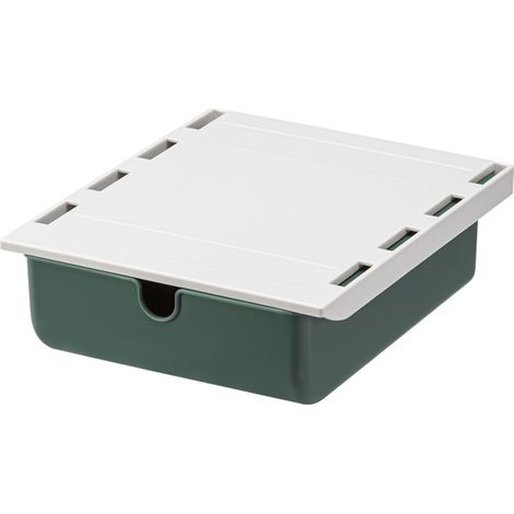 (Verde) Cajón debajo del escritorio, cajón de almacenamiento oculto, organizador de escritorio, cajón debajo de la mesa sin perforaciones, organizador de cajones autoadhesivo para oficina, hogar,
