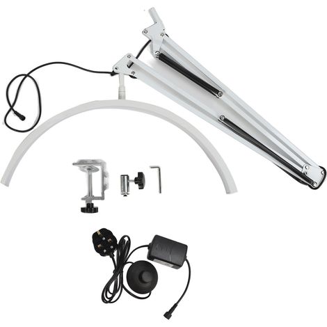 Lampe de bureau LED à pince, lumière demi-lune pour cils et sourcils, 3 modes d’éclairage, forme en U, 110-240V, blanc, fiche UK. (1/5)