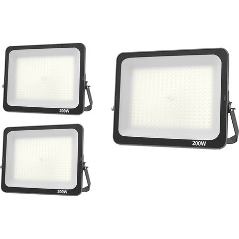 3pcs Projecteur LED 200W, Superlumineux LED Projecteur Blanc Froid 6500K, Projecteur LED Exterieur IP66, Spot Exterieur Floodlight pour Jardin Stade Garage entrepôt Magasin Atelier Dépôt
