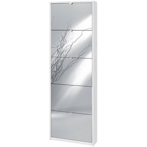 Scarpiera slim cinque ante a specchio Bianco Ossido 63x18x h190 cm