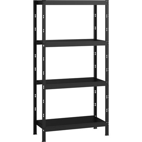 SCHULTE Regalwelt Rayonnage emboîtable professionnel avec 4 tablettes, capacité de charge par niveau 120 kg, 195x100x35 cm (HxLxP), noir structuré, rayonnage de stockage, rayonnage de cave, rayonnage