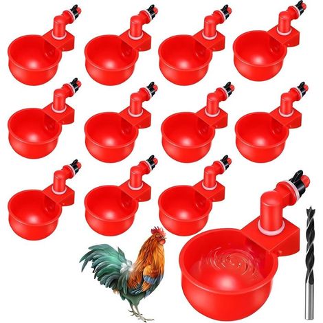 Gobelets à Eau de Poulet, Breuvoir de Poulet, Abreuvoir Poules Automatique, Abreuvoirs Automatiques Kit Abreuvoir Poules Abreuvoir Poule, 12 Pièce DIY Abreuvoir Poules Volaille (1/5)