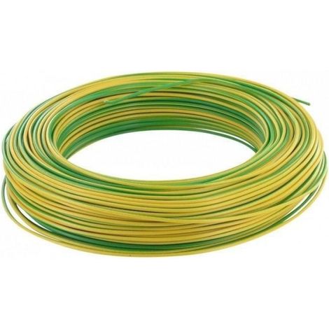 1 Câble H07V-U,25 m,1.5mm²,Jauge cuivre,Isolation PVC,Jaune et vert,Câblage domestique (1/2)