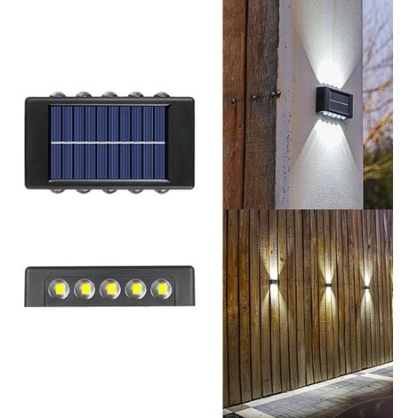 Lampe solaire LED pour clôture, 10 appliques murales LED, éclairage de jardin, éclairage d'escalier extérieur, lampe solaire pour clôture (lumière blanche)-AquaForge