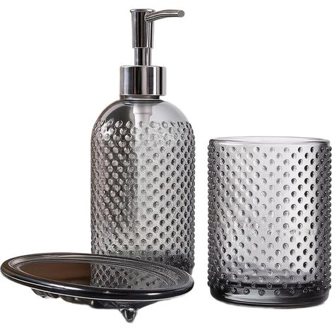 3-piece glass bathroom accessory set with (1/5)