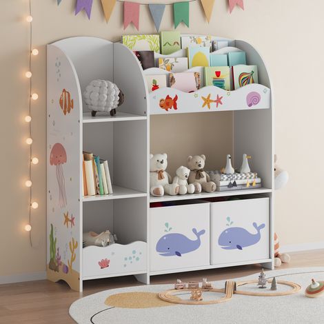 Kinderregal Lysekil 100x93x30 cm mit Aqua Dream Motiv [en.casa]