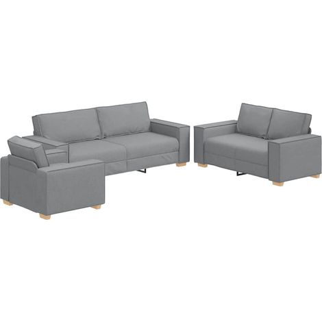 Sofá 3 pcs Gris Claro 220 x 80 x 84 cm Tejido mezcla de lino vidaXL