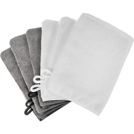 Waschhandschuhe Mikrofaser Makeup Entferner 15x21cm Weiß & Dunkelgrau (1/5)