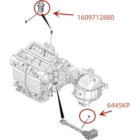 Le 6445KP est un capteur solaire pour les évaporateurs Peugeot 307, Citroën C4 et Picasso, utilisé pour détecter l'intensité du rayonnement solaire et ajuster automatiquement la climatisation.