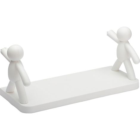 Étagère Murale Multifonction sans Perforation - PP - 30 cm x 12 cm x 14 cm - Blanc/Gris - Charge 10 kg (1/5)