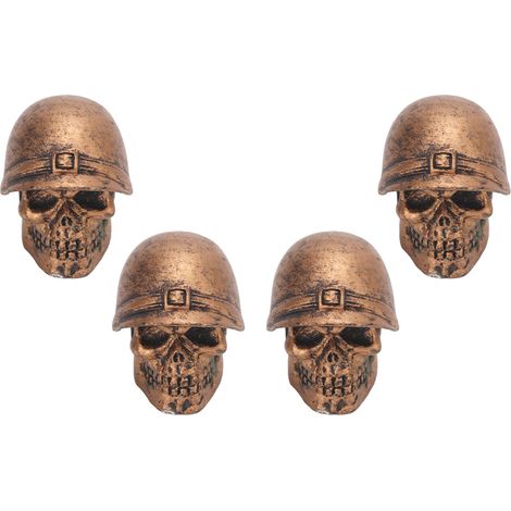 4 bronzene, totenkopfförmige Reifenventilkappen, oxidationsbeständig, universell passend für Autos, Lkw, Fahrräder und Motorräder, 4er-Set (1/5)