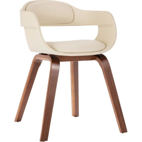 Silla de comedor blanca de madera curvada y sintética CDS020012