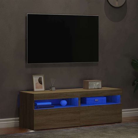 TV-Schränke LED-Leuchten 2 Stk. Sonoma-Eiche 60x35x40 cm (1/5)