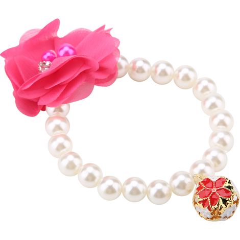 Collier élastique en perles et fleurs pour chien, accessoire de bijou pour chiot (rose rouge) (1/5)