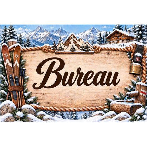 Plaque Bureau 20 x 15 cm aluminium décor montagne chalet ski (1/2)