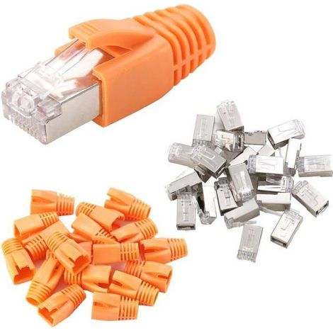 25 Pcs Connecteurs RJ45 Métalliques Blindés Prise Modulaire - RJ45 Câble Connecteur Ethernet à Sertir (Trou de Fil 1.2mm/0.047in) (1/5)
