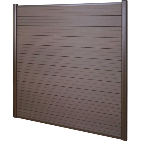 [NEUWERTIG] WPC-Sichtschutz Savoie, Windschutz Zaun, Alu Premium Basiselement, 1,90m braun