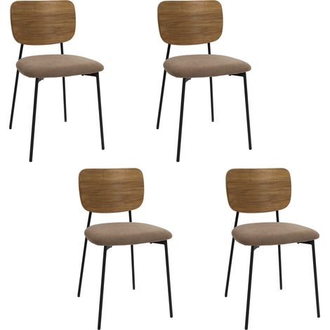 Lot de 4 Chaises - HOME DECO FACTORY - Jules - Côtele - Marron (1/5)
