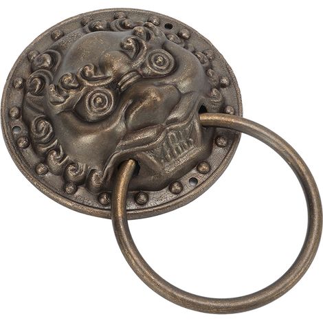Heurtoir de porte de style rétro avec ornement en forme de tête d'animal en bronze résistant à la corrosion, poignée de style antique convenant aux armoires et aux boîtes en bois. (1/5)
