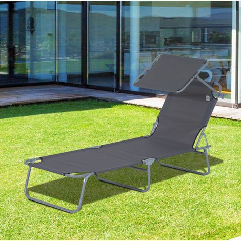 Tumbona piscina plegable con parasol metal 187 cm OKMYHOME (1/4)