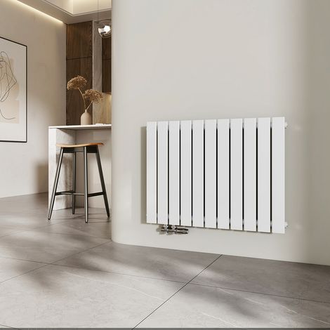 EMKE Heizkörper Flach Heizkörper Design Paneelheizkörper Horizontal, Einlagig, Seitenanschluss, 63x85cm, 618W, Weiß