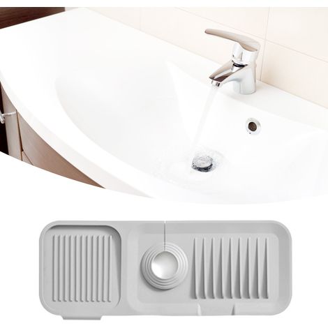 Tapis de robinet en silicone, protection d'évier sûre et sans odeur, accessoire pour la cuisine et la salle de bain, gris clair (1/5)