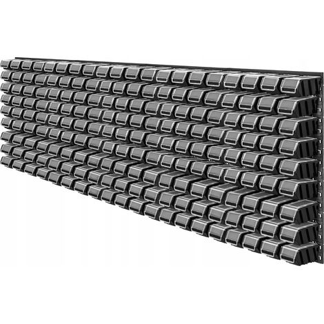 KADAX Werkstattwandregal, Wandplatten, 232 x 78 cm, Schwarz, 180 tlg.