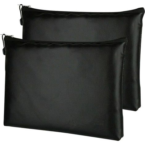 Pochettes ignifugées pour documents 38 x 27 cm, lot de 2, noires 2 pièces, noires, 38 x 27 cm argent, imperméables, pochettes ignifugées pour documents (1/5)