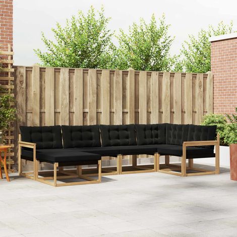 vidaXL Outdoor Sofa Set with Cushion 6 pcs White and Black (1/5)