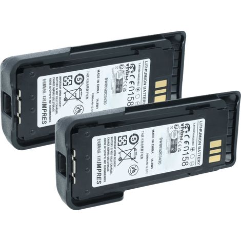 vhbw 2x Batterie compatible avec Motorola DGP8550E, DP4000Ex, DP4401Ex ATEX radio talkie-walkie (2000mAh, 7,4V, Li-ion) - avec clip de ceinture (1/4)