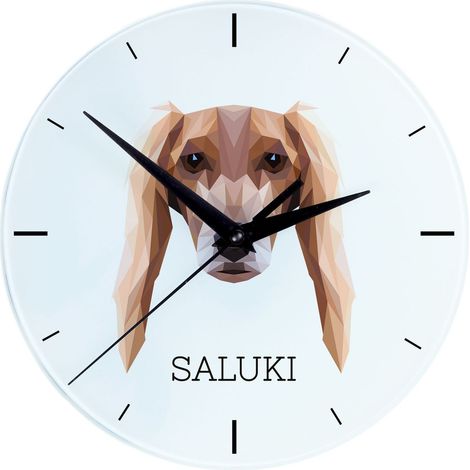 Galgo persa, Saluki: reloj de pared geométrico con foto e inscripción de Art-Dog (1/4)