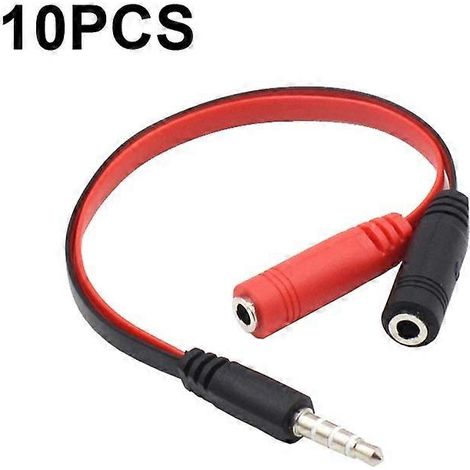 10 câbles adaptateurs combinés Y-1001 20 cm 3,5 mm pour casque audio de voiture et ordinateur, microphone (1/4)
