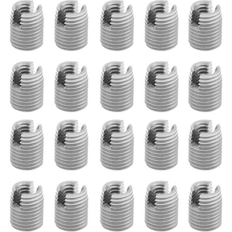 20pcs Threaded Inserts Slotted Screws Self-Tapping Nuts Thread Reducers Helical Repair Kit M4 x 8mm MUMU