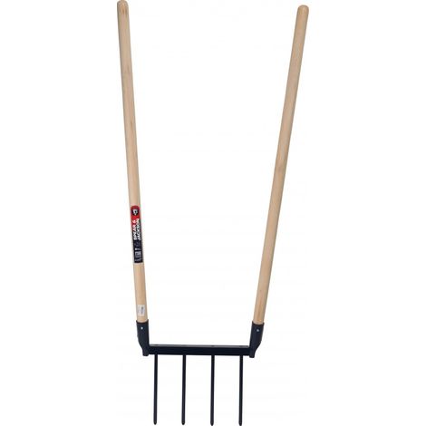 Fourche Eco'bio 4 dents en acier – Manche en hêtre 110 cm – Pour ameublir la terre sans retourner – Label PEFC – Spear & Jackson (1/5)