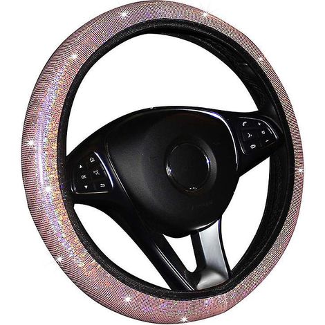 housse De Volant De Voiture Paillettes Roses, Housse De Volant Lastique Brillante (1/5)