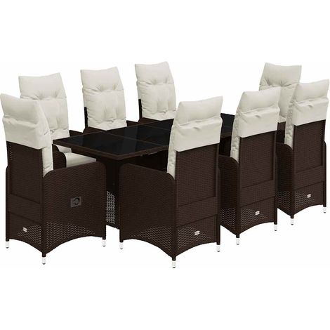 Maison Exclusive - 9-tlg. Garten-Bistro-Set mit Kissen Braun Poly