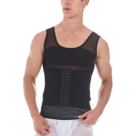 Gilet De Compression Homme En Nylon Avec Fermeture À Crochets Pour Modelage Corporel Et Posture Noir Taille Xl (1/5)