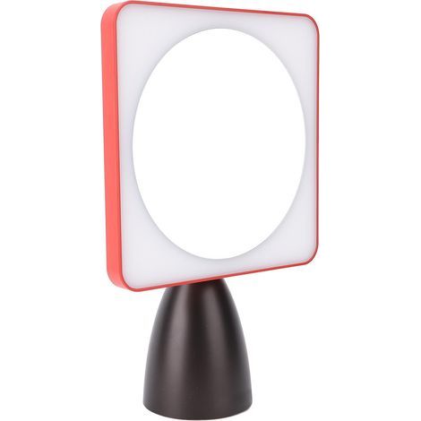 3-Color Illuminated Makeup Mirror, Adjustable Temperature, LED Angle, Desktop Vanity Mirror for Home and Travel, Red/Black (1/5)