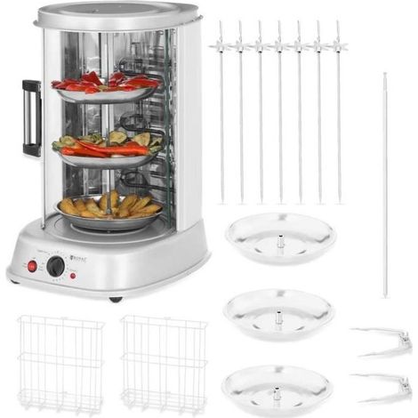 Royal Catering Rôtissoire Verticale Machine À Kébab Poulet Électrique Appareil Mini Machine Grill Rotatif RCGV-1800 (4-en-1, 1A32