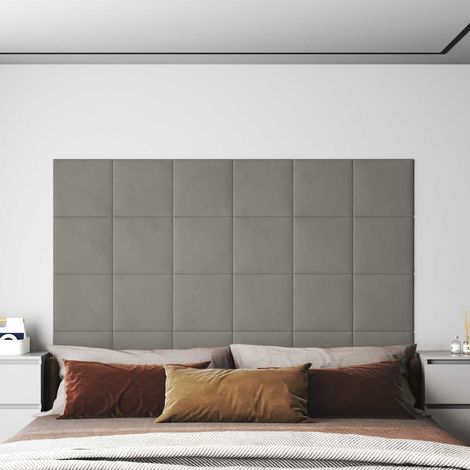 vidaXL Cabecero de Pared 12 uds. Gris Claro Terciopelo (1/5)