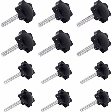 Ulisem12 Pièces M6 (32 ) × 40mm et M8 (38 ) × 40mm Poignée de Serrage à Filetage Mâle Gripandles vis Boutons Poignées Bouton étoile (1/4)